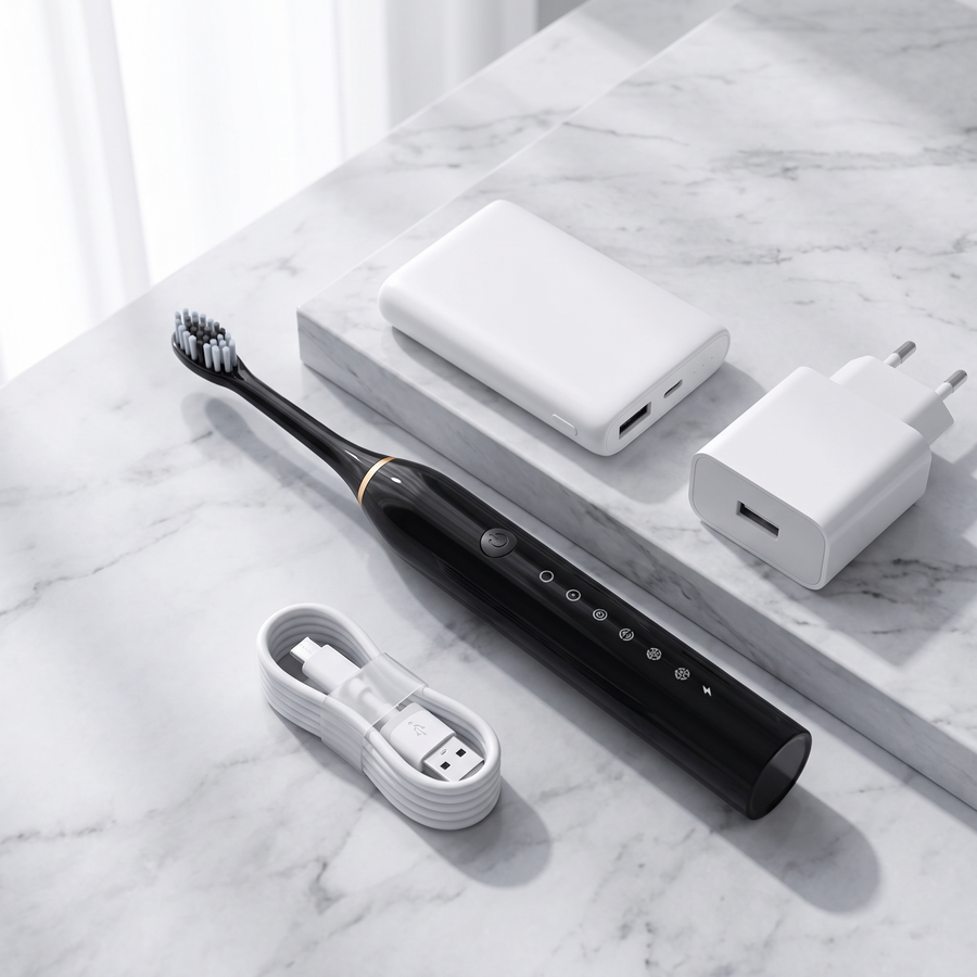 Cepillo Dental Sónico con cable USB, power bank y cargador